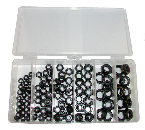 Bulk Fastener Box Kits - Black Oxide Locknut Kit - 145 Pieces
